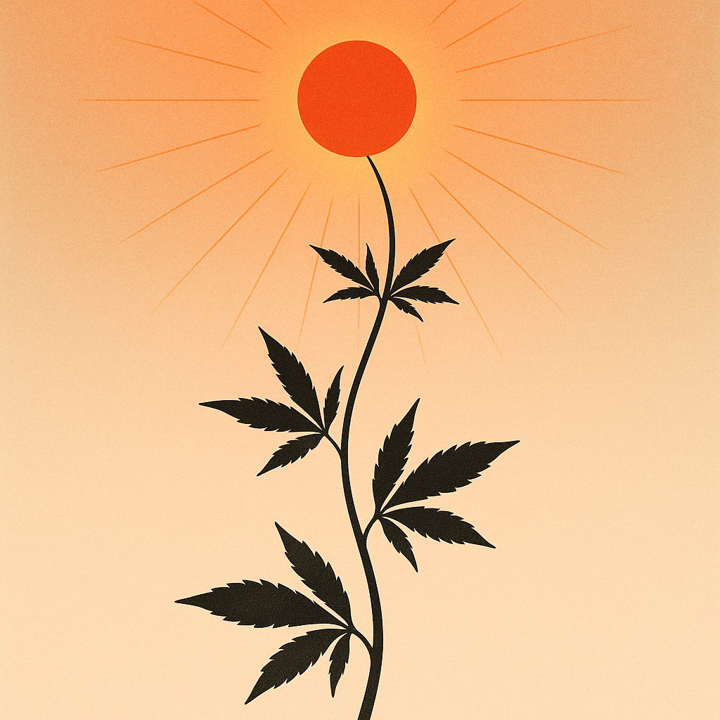 Représentation symbolique de la croissance du chanvre influencée par l'infrarouge étendu