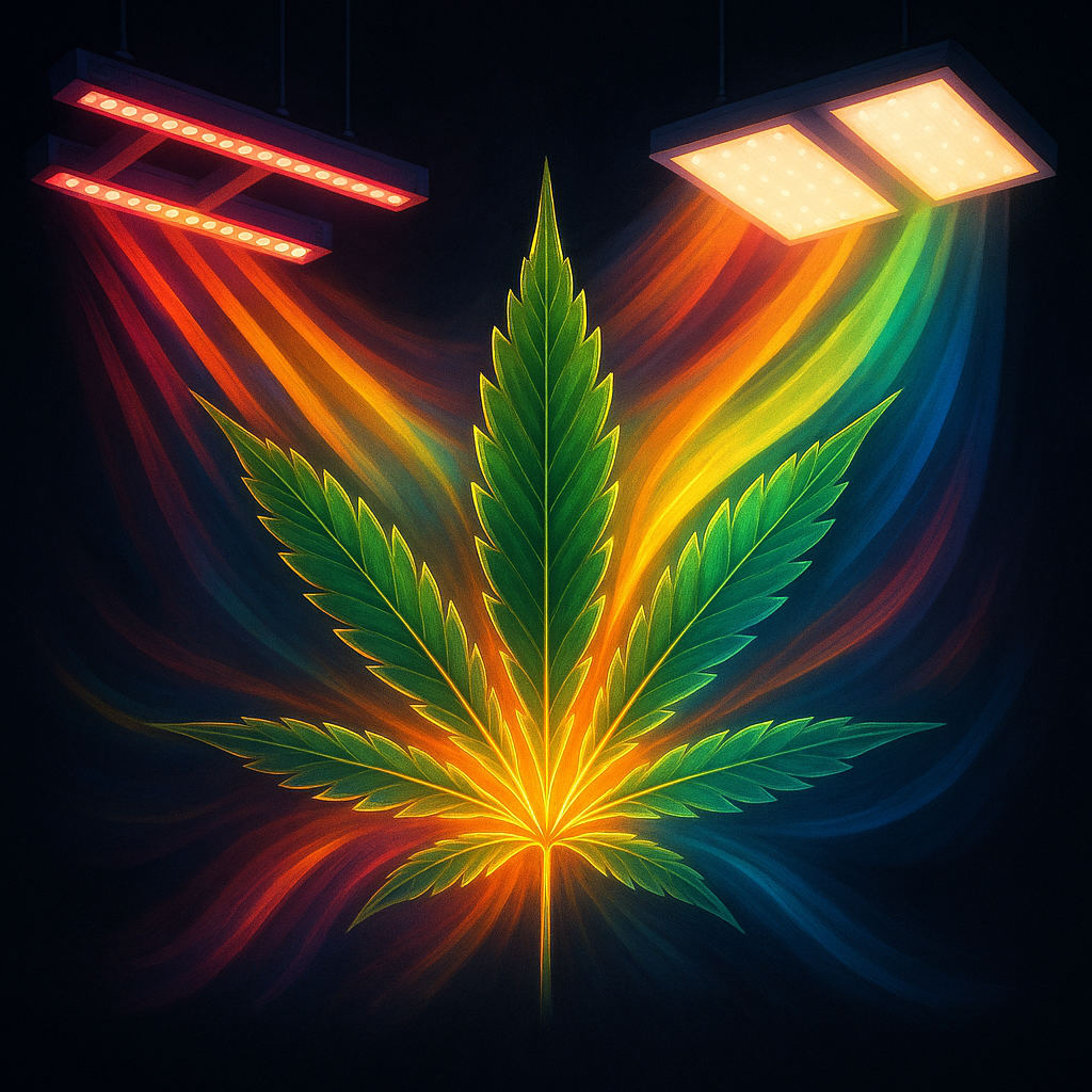 Représentation symbolique de la lumière favorisant la croissance du chanvre CBD