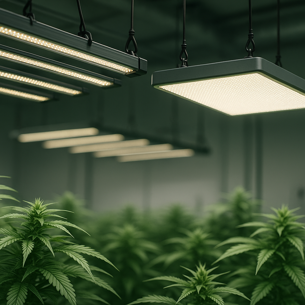 Vue réaliste des systèmes LED Spider PRO et Rhino PRO dans une installation indoor