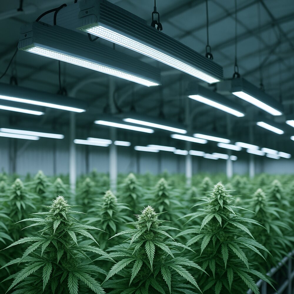 Éclairage LED professionnel en culture CBD indoor