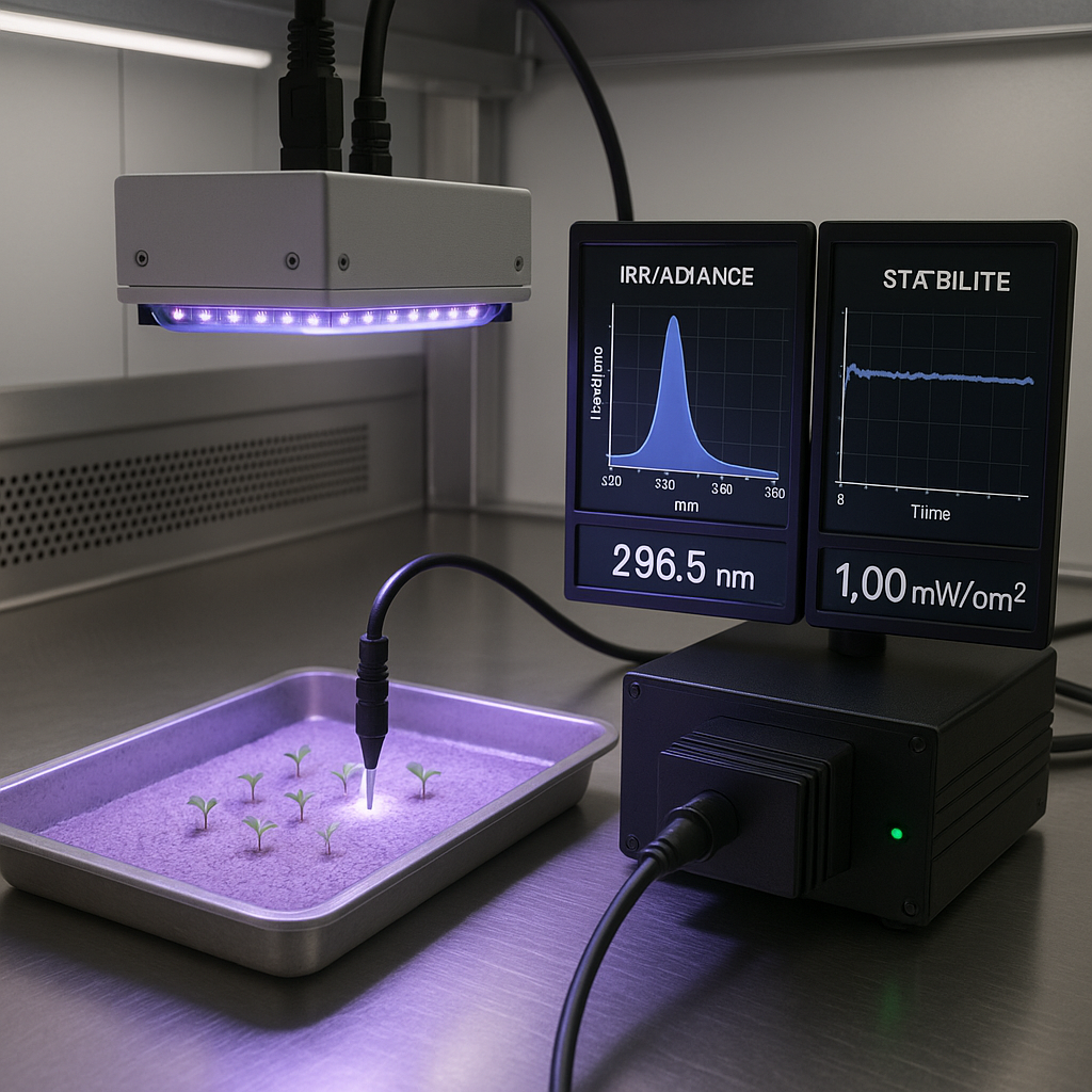 Mesures spectrométriques homogènes et stables d'un éclairage UV-B