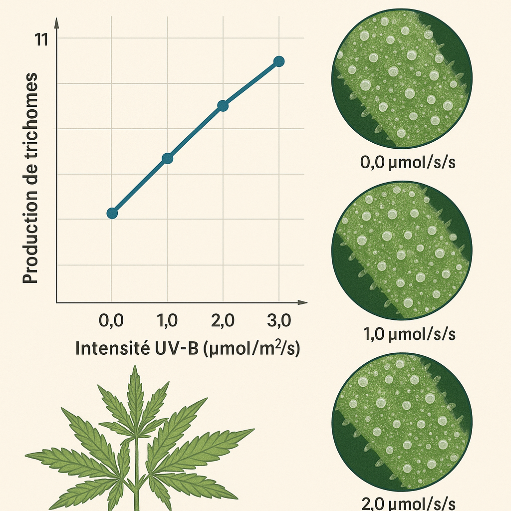Représentation graphique de la production de trichomes sous UV-B ajusté