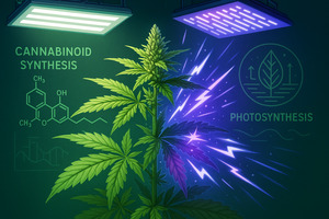 Éclairage LED pulsé vs continu : effet sur synthèse de cannabinoïdes CBD